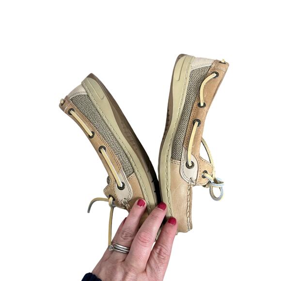 Sperry Top-Sider Boat Shoes Beige Leather 7M Nautical Classic Coastal Preppy - Picture 2 of 9